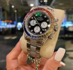 ROLEX Daytona Rainbow 36 Gems Imported Quartz Movement Stainless Steel Watch